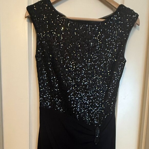 Ralph Lauren Short Black Sequined/Jersey Dress Size 4 - Picture 1 of 4